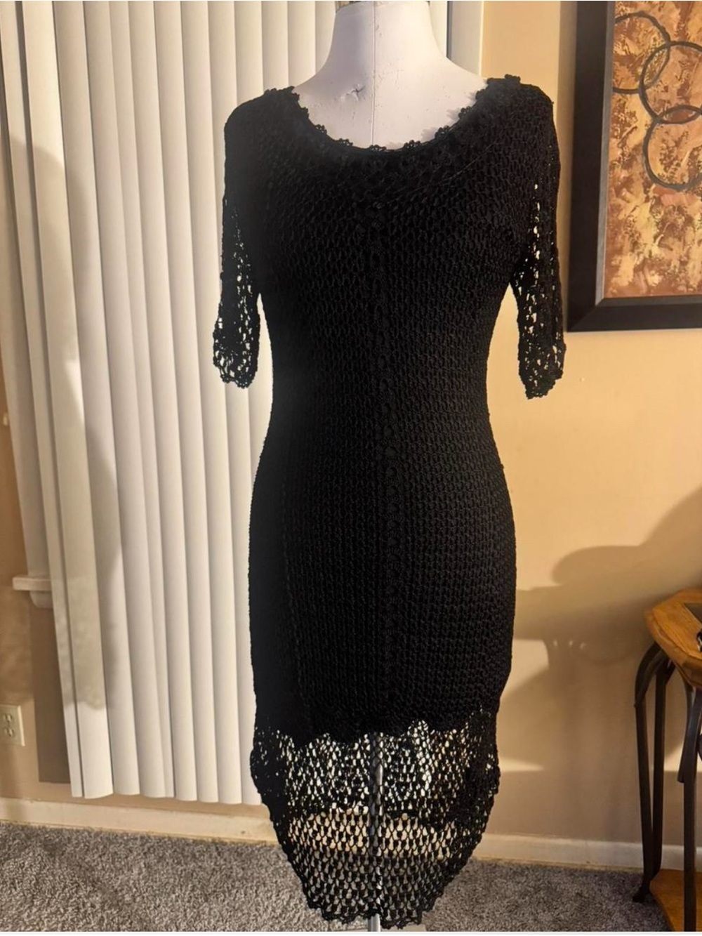 Vintage crochet 100% rayon dress